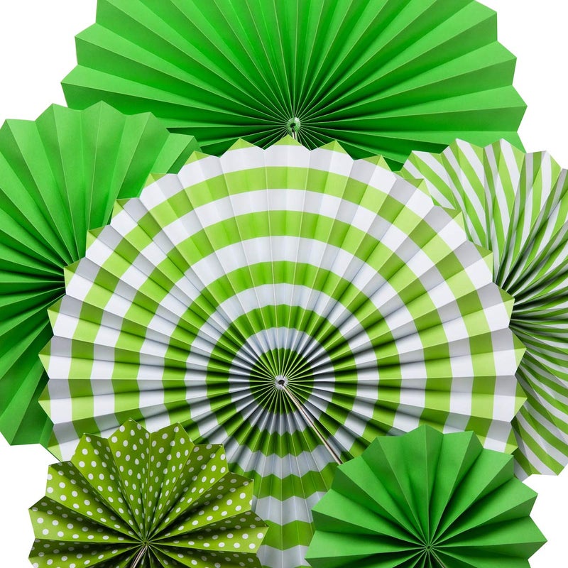 ONUPGO Paper Hanging Ornament - 12PCS Green Fiesta Paper Fans, Vibrant Colors for Wedding, Birthday, Baby Shower Event Decorations - Image 3